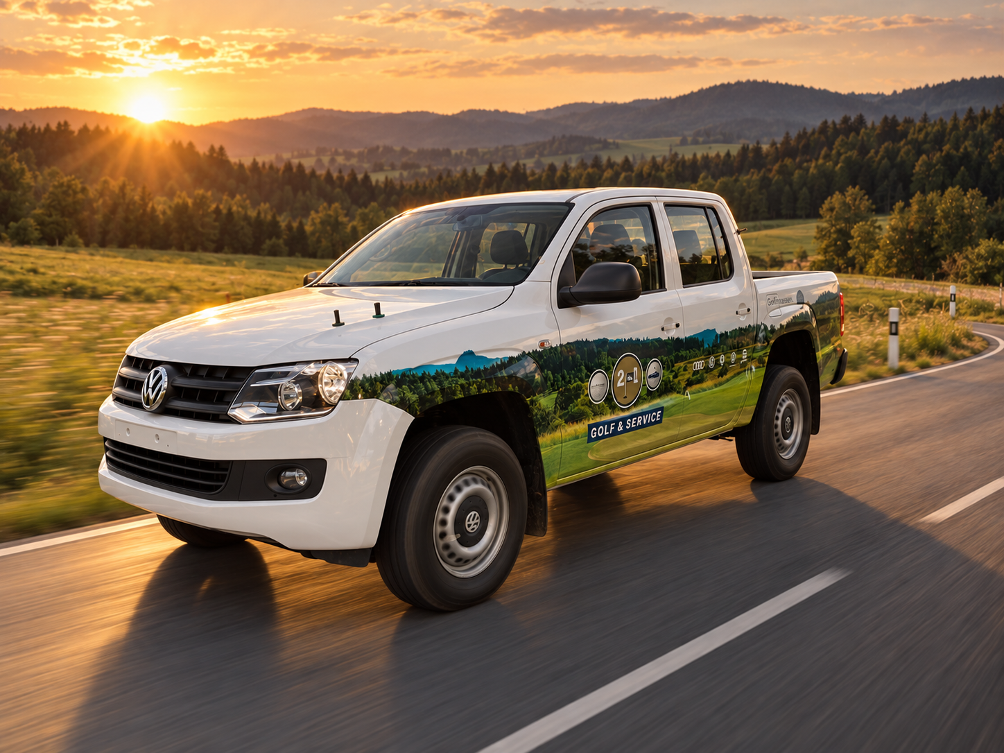Фирменный автомобиль VW Amarok с брендированием