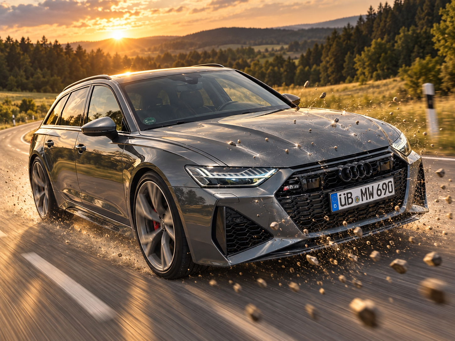 Защитная плёнка PPF на кузове Audi RS6, предотвращающая сколы от камней